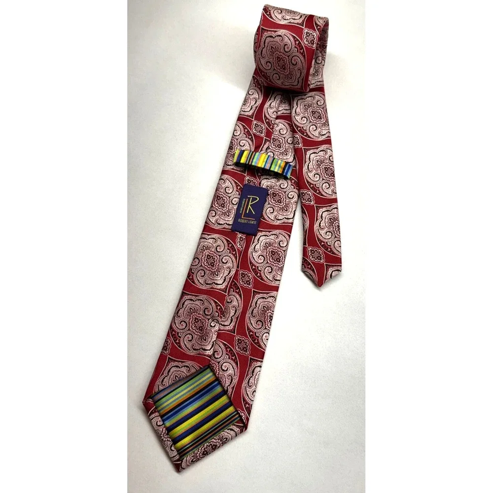 Robert Lewis Red Paisley Printed Design 100% Micro Fiber 3.50